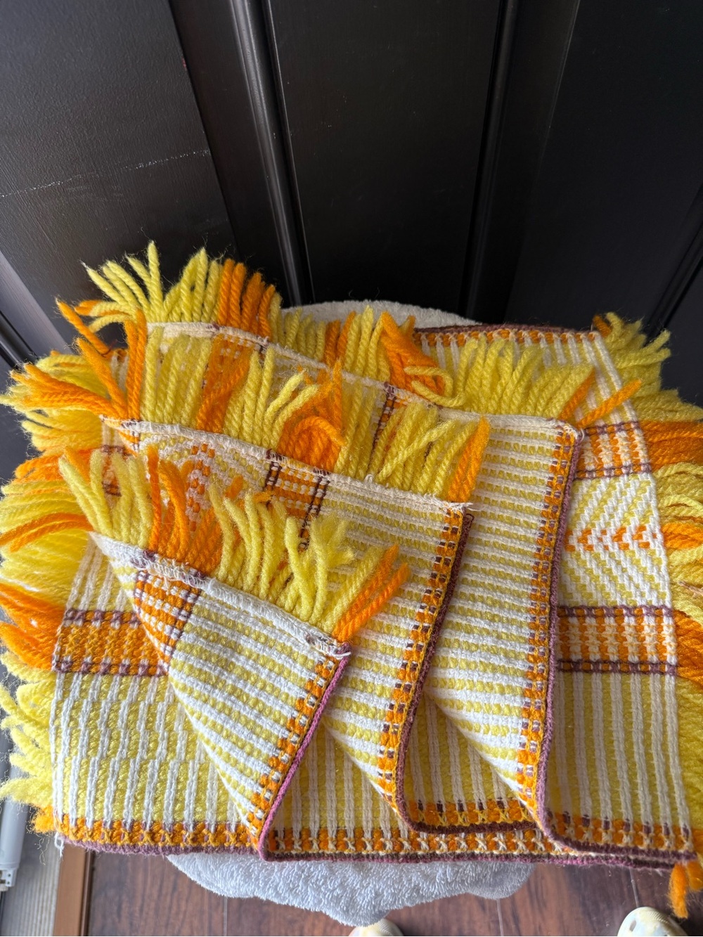 Vintage Handmade Crocheted Fringed Placemats Set of 4 - Picture 2 of 3
